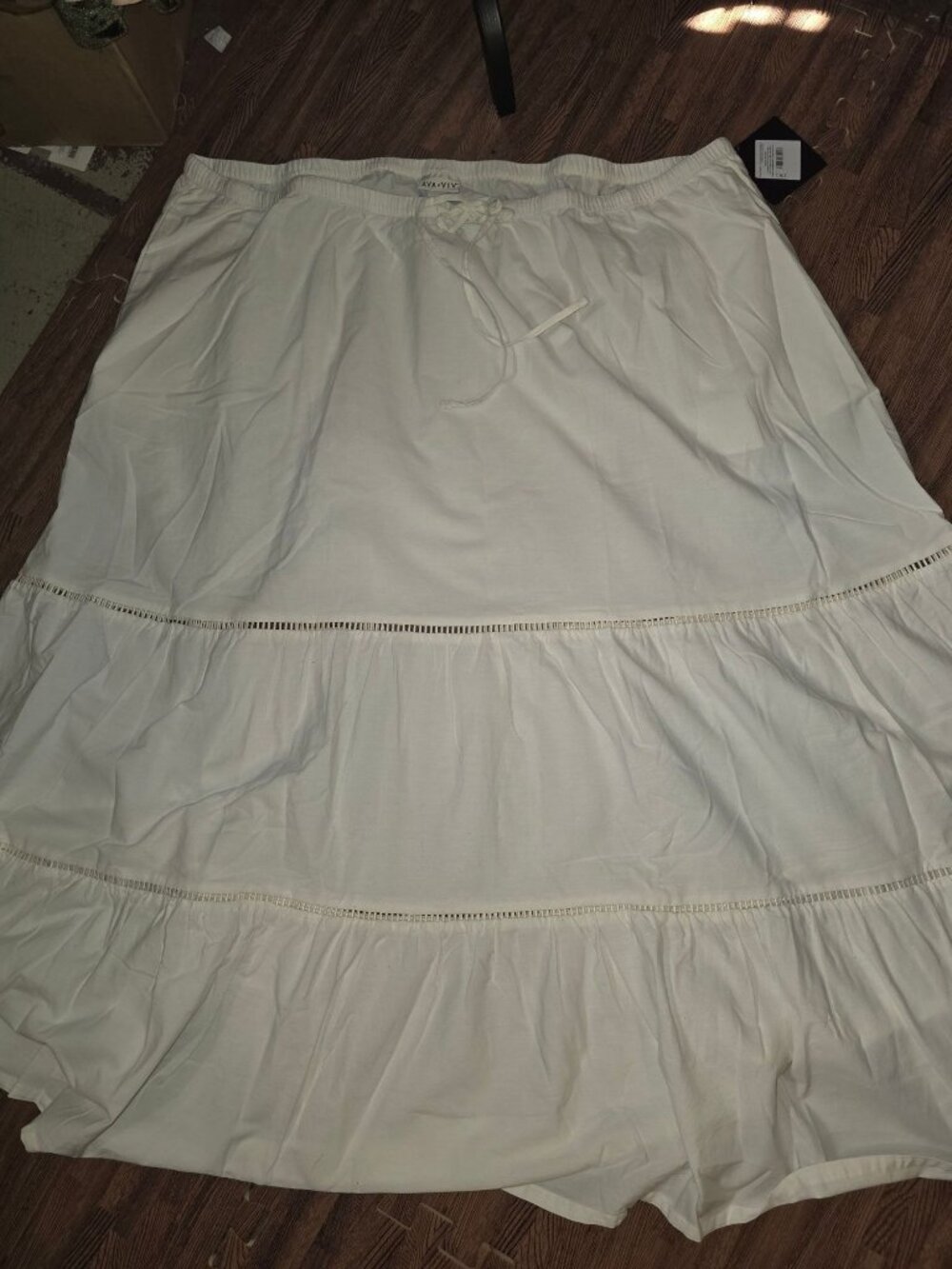 Ava & Viv White Tiered Cotton Skirt Womens Plus Size 4X